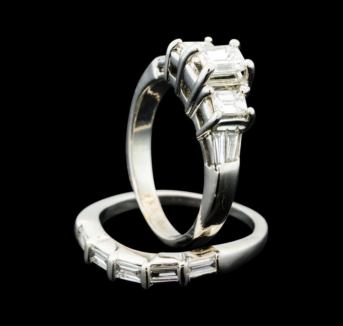 1.14 ctw Diamond Ring & Wedding Band - 14KT White Gold