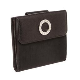 Bvlgari Black Canvas Leather Trim Snap Closure Small Wallet