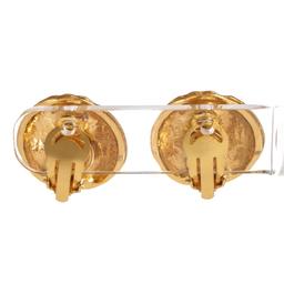 Chanel Gold Hammered CC Disk Clip On Vintage Earrings
