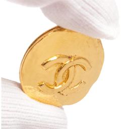 Chanel Gold Hammered CC Disk Clip On Vintage Earrings