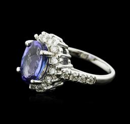 14KT White Gold 5.91 ctw Tanzanite and Diamond Ring