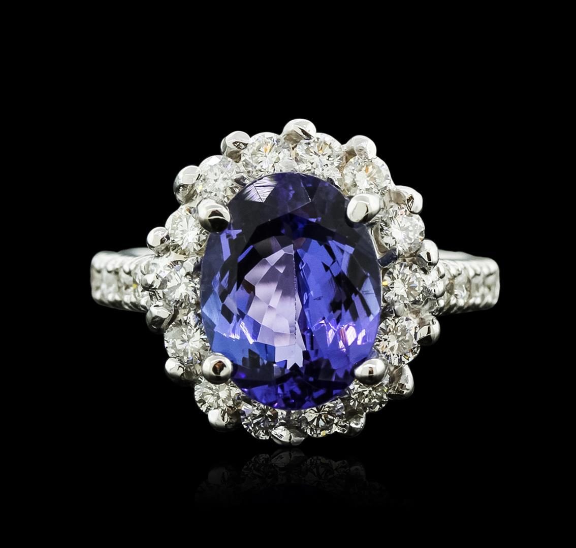 14KT White Gold 5.91 ctw Tanzanite and Diamond Ring