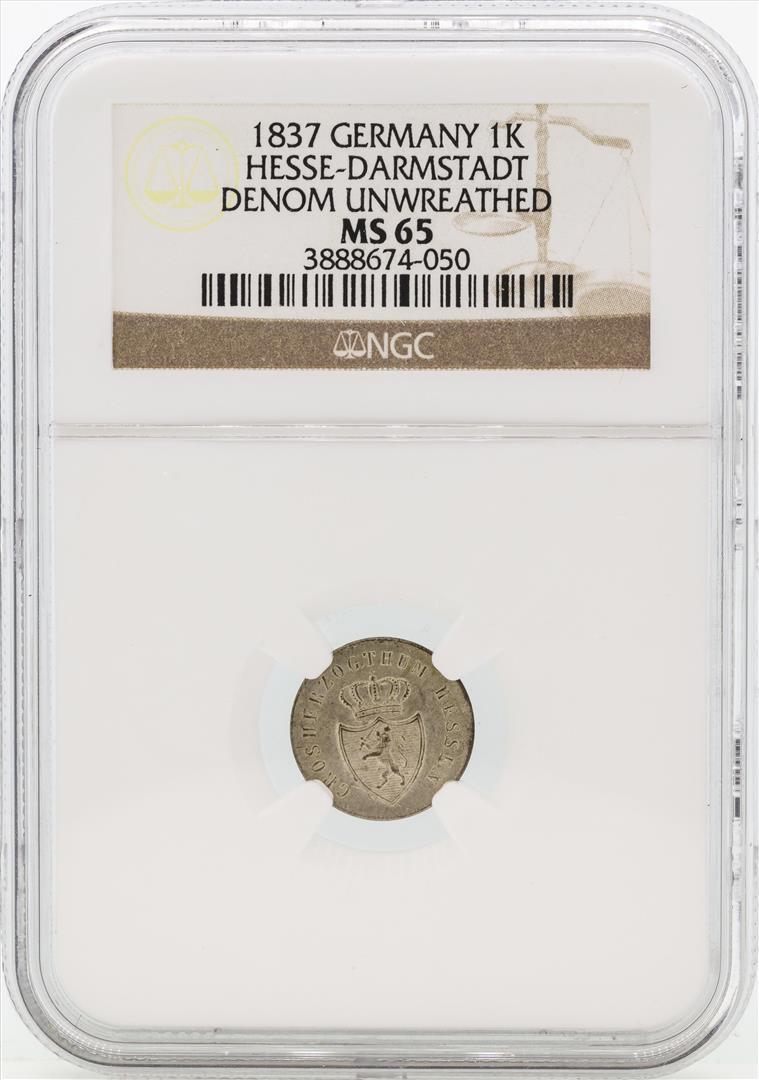 1837 Germany Kreuzer NGC MS65