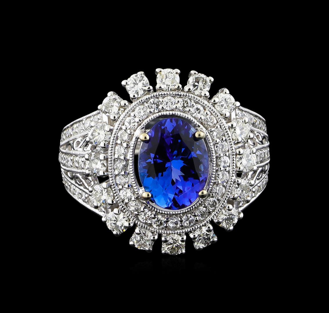 14KT White Gold 1.95 ctw Tanzanite and Diamond Ring