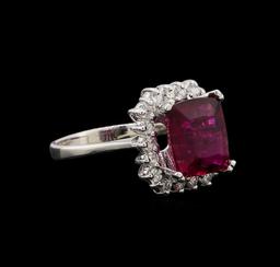 14KT White Gold 3.20 ctw Pink Tourmaline and Diamond Ring