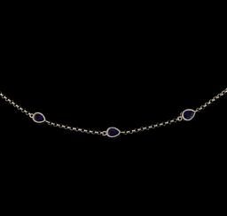 1.88 ctw Blue Sapphire and Diamond Necklace - 18KT White Gold