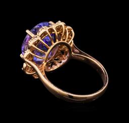14KT Rose Gold 8.58 ctw Tanzanite and Diamond Ring