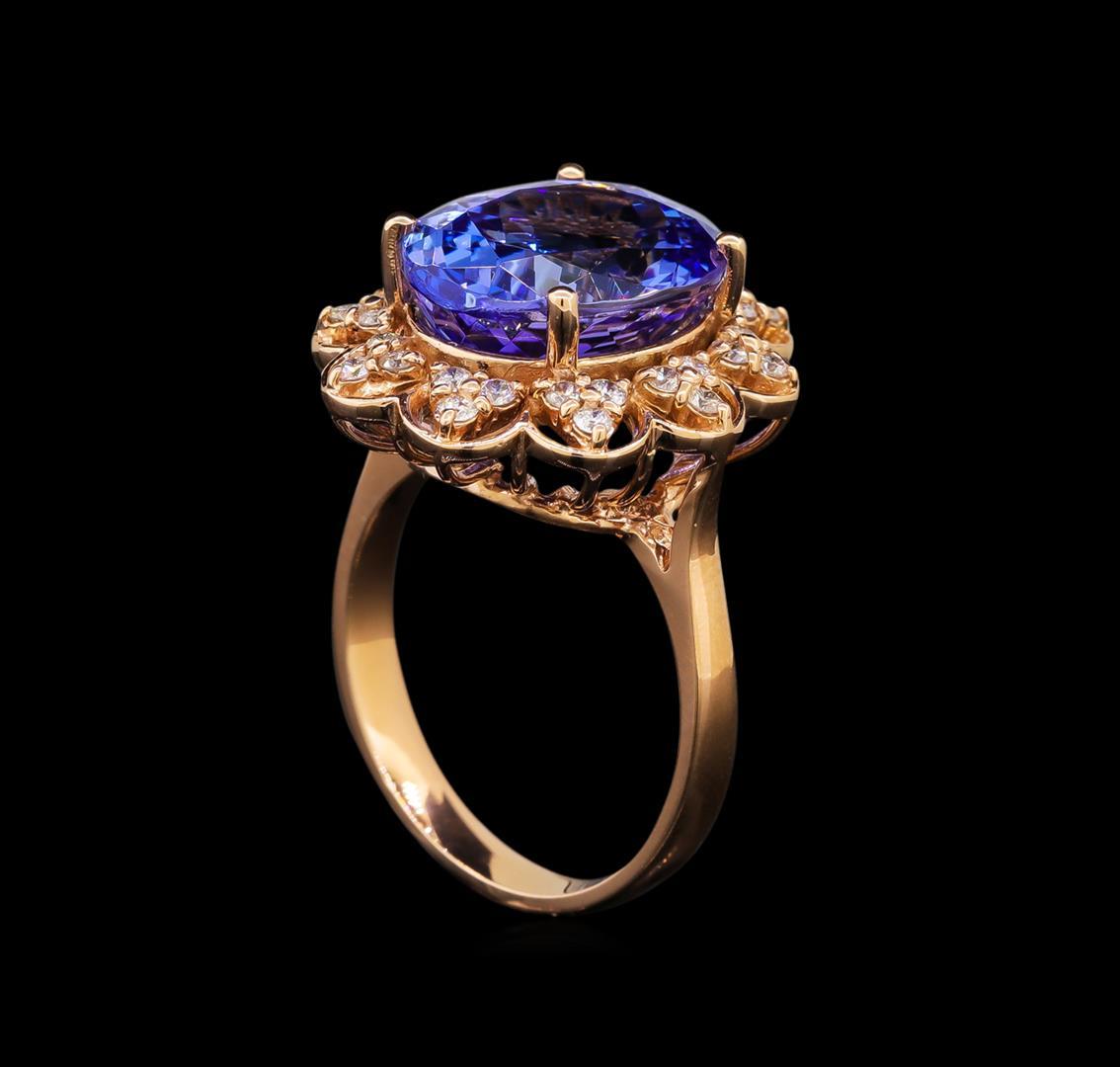 14KT Rose Gold 8.58 ctw Tanzanite and Diamond Ring