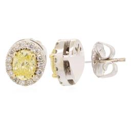 1 ctw Diamond Earrings - 14KT Yellow And White Gold