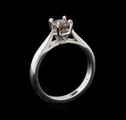 14KT White Gold 0.67 ctw Round Cut Fancy Brown Diamond Solitaire Ring