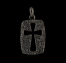 4.30 ctw Black Diamond Cross Pendant - 14KT White Gold