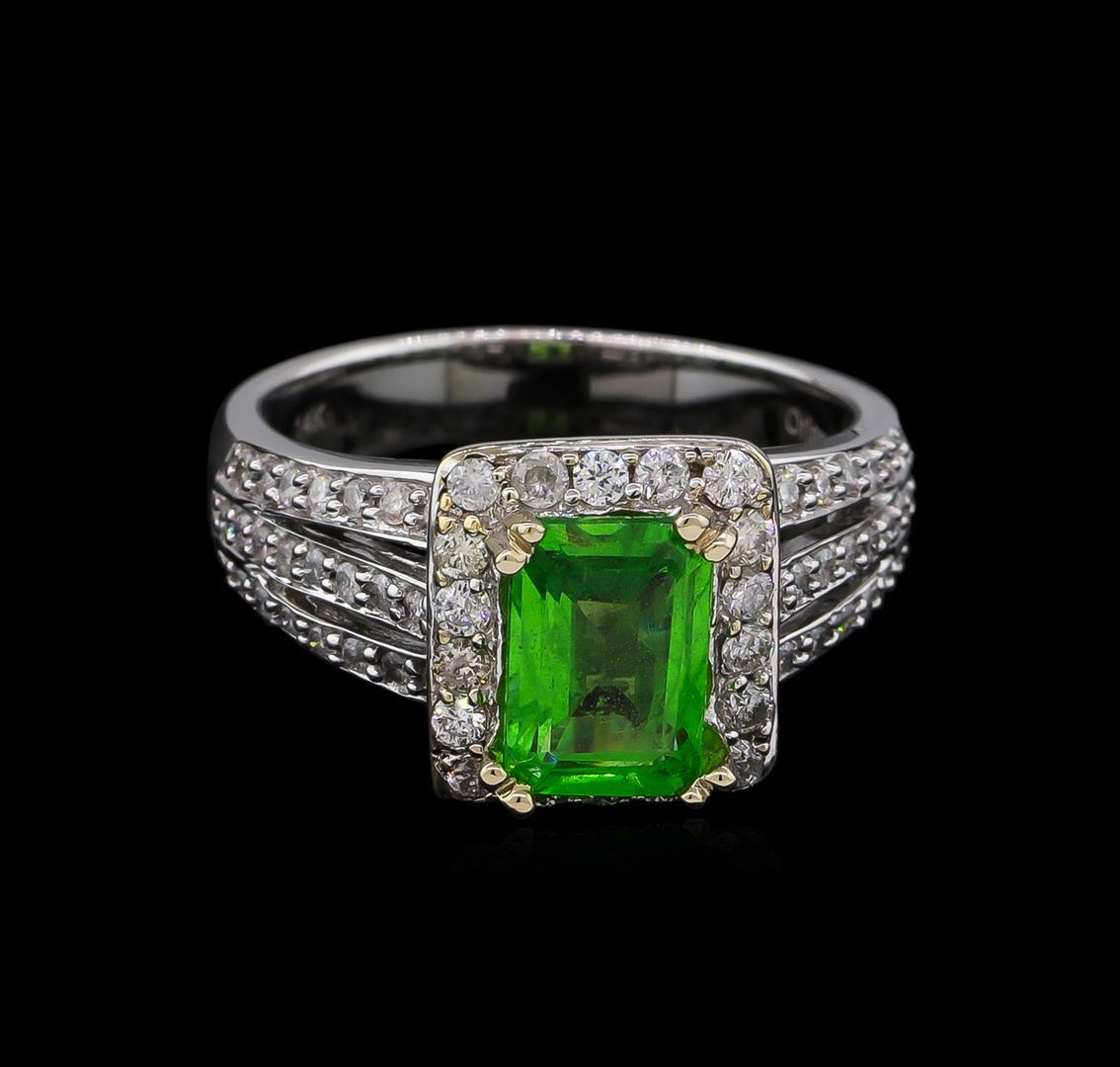 1.91 ctw Tsavorite and Diamond Ring - 14KT White Gold