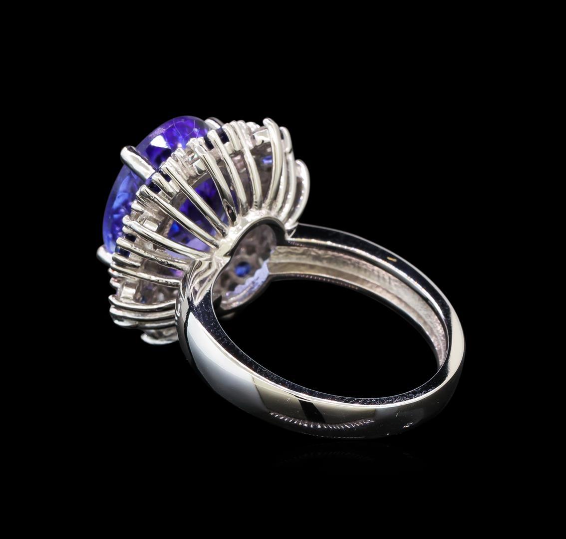 14KT White Gold 6.56 ctw Tanzanite, Sapphire and Diamond Ring