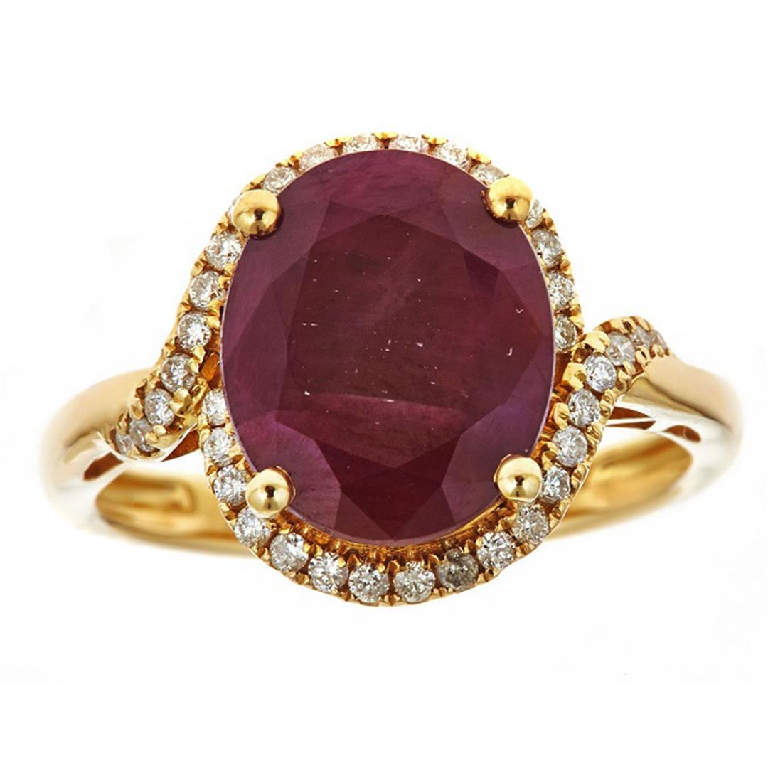 6.28 ctw Ruby and Diamond Ring - 14KT Yellow Gold