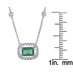 0.87 ctw Emerald and Diamond Necklace - 18KT White Gold