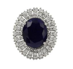 8.76 ctw Sapphire and Diamond Ring - 14KT White Gold