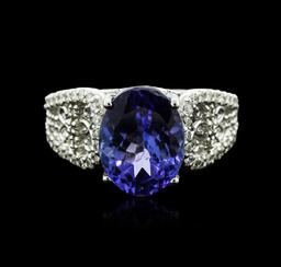 14KT White Gold 4.17 ctw Tanzanite and Diamond Ring