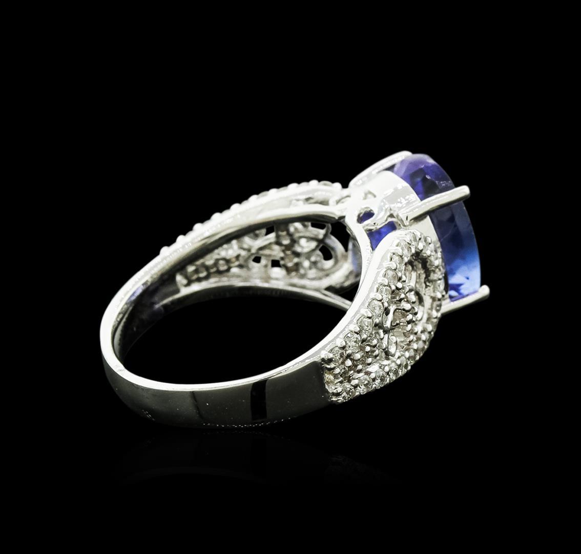 14KT White Gold 4.17 ctw Tanzanite and Diamond Ring