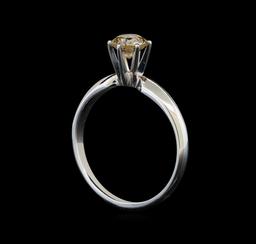 14KT White Gold 0.70 ctw Round Cut Fancy Brown Diamond Solitaire Ring