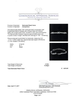 2.10 ctw Diamond Bracelet - 14KT White Gold