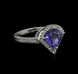 2.90 ctw Tanzanite and Diamond Ring - 14KT White Gold