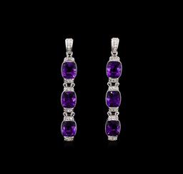 Crayola 15.60 ctw Amethyst and White Sapphire Earrings - .925 Silver