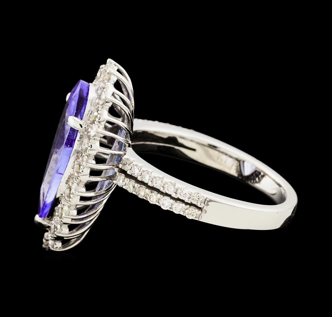 3.45 ctw Tanzanite and Diamond Ring - 14KT White Gold