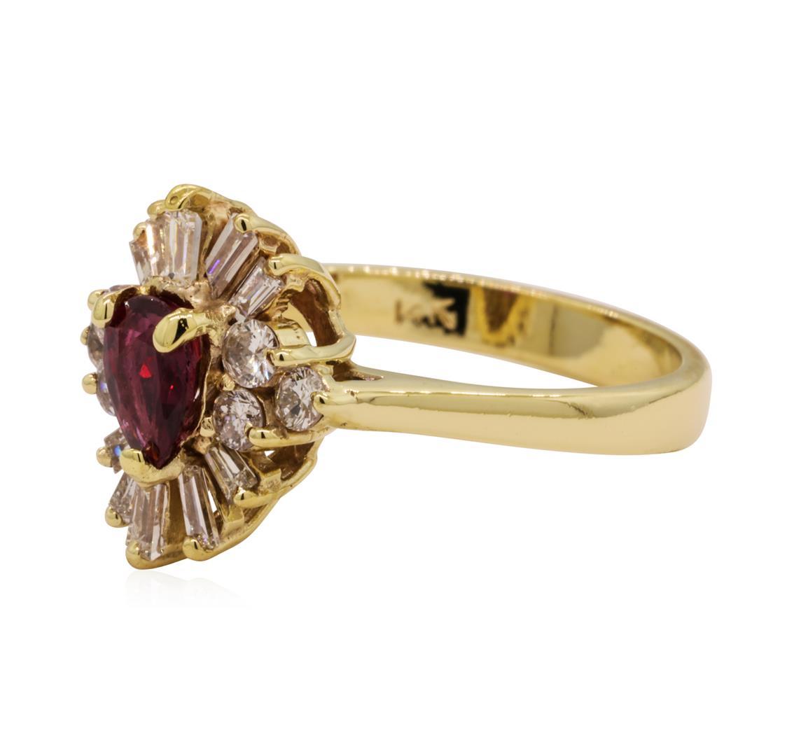 0.40 ctw Ruby and Diamond Ring - 14KT Yellow Gold