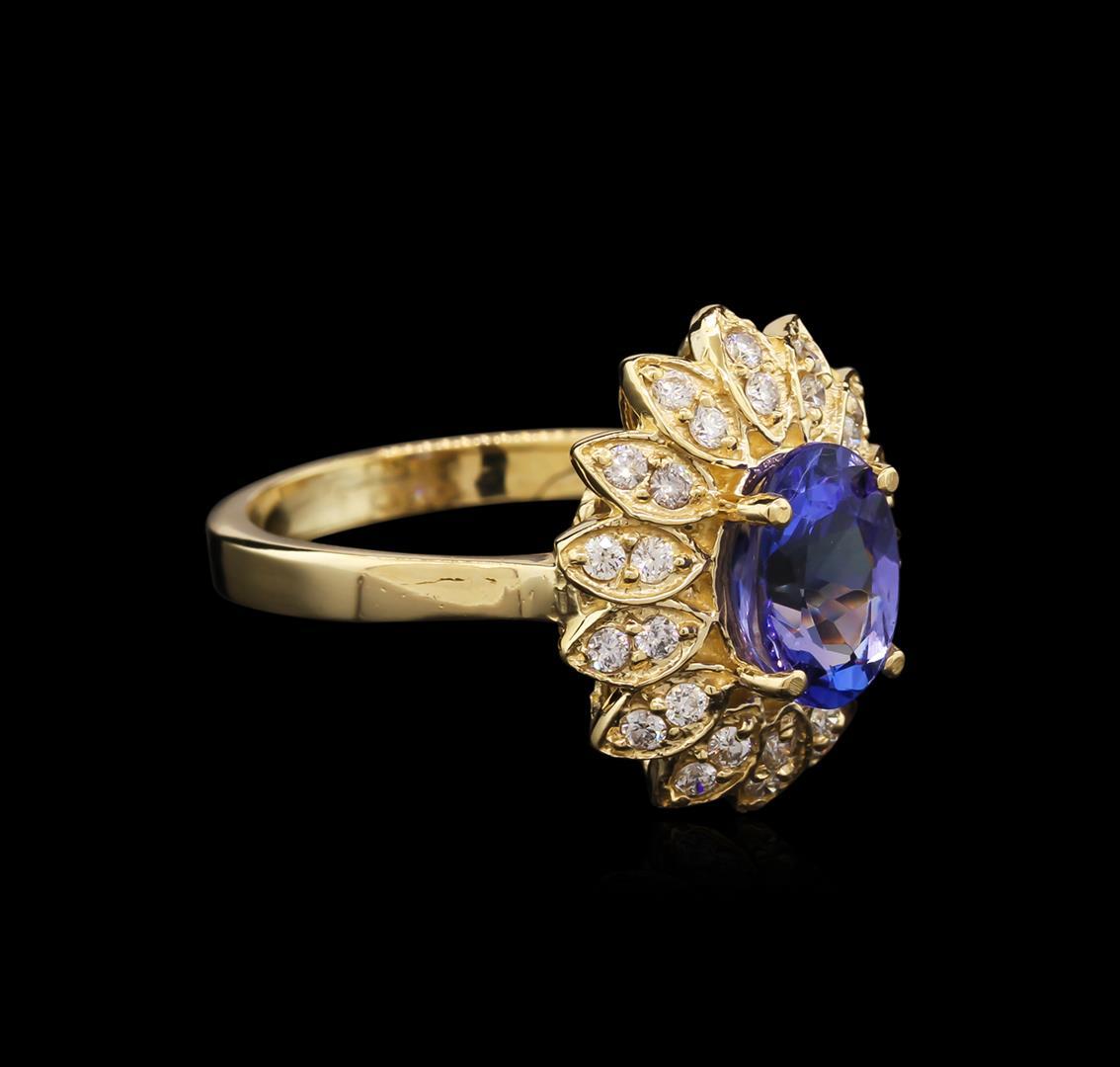 2.06 ctw Tanzanite and Diamond Ring - 14KT Yellow Gold