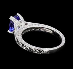 1.41 ctw Sapphire and Diamond Ring - 18KT White Gold