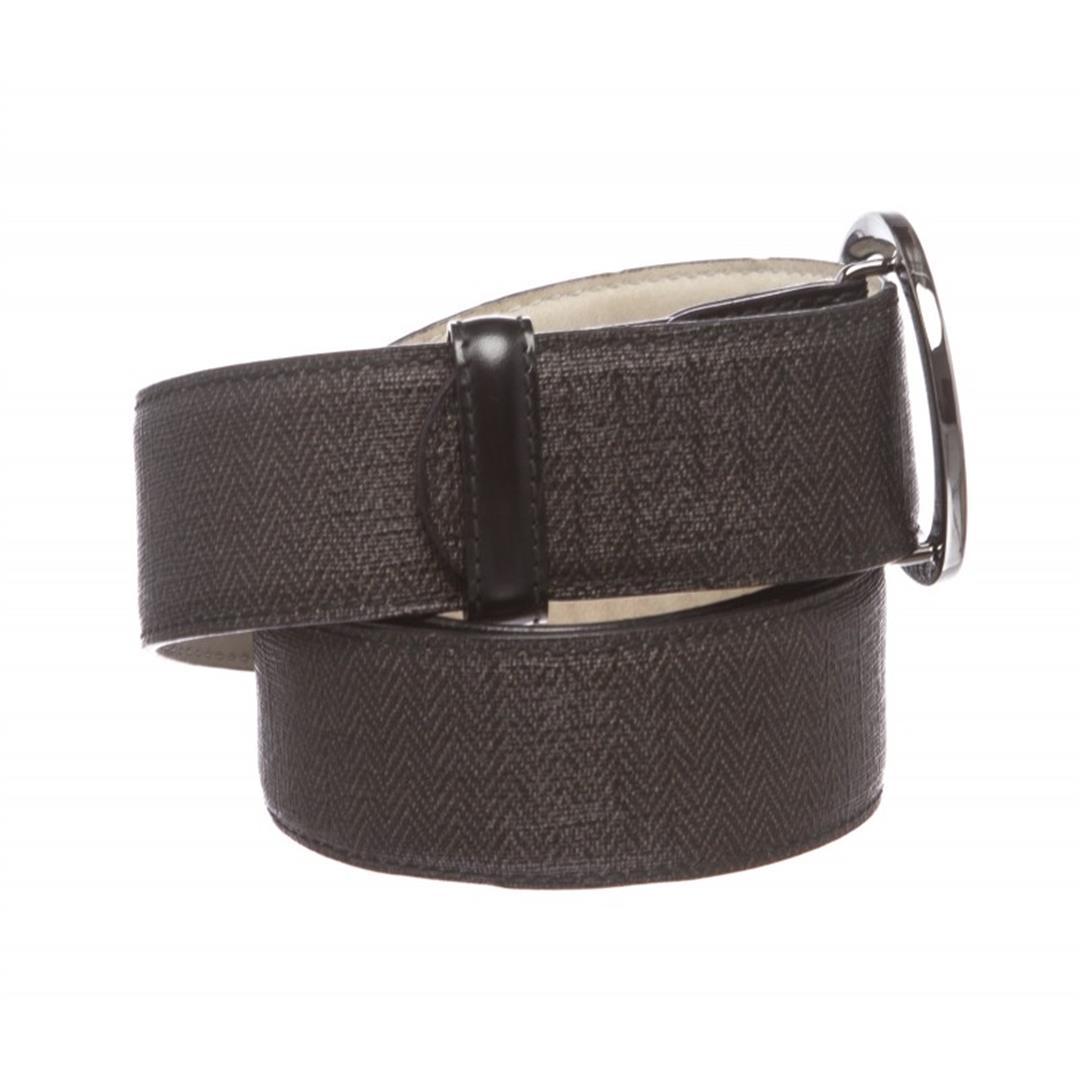 Bvlgari Black Gray Coated Canvas Leather Belt