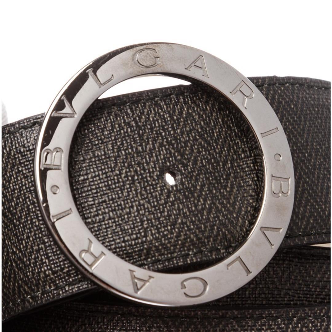 Bvlgari Black Gray Coated Canvas Leather Belt