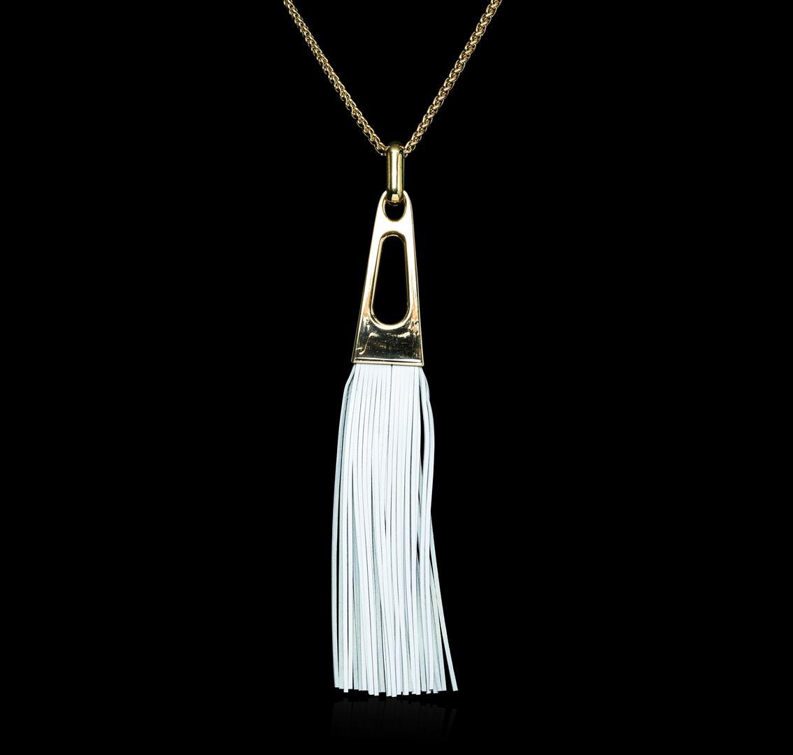 Leather Tassel Chain Necklace - Gold Plated