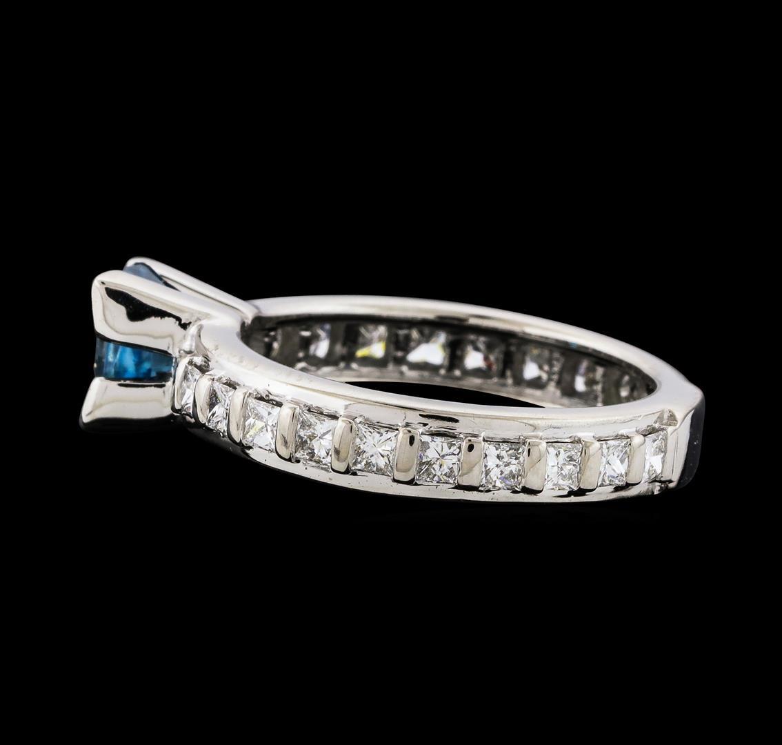 1.60 ctw Blue Zircon and Diamond Ring - 18KT White Gold