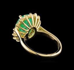 4.67 ctw Emerald and Diamond Ring  - 14KT Yellow Gold