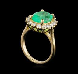 4.67 ctw Emerald and Diamond Ring  - 14KT Yellow Gold