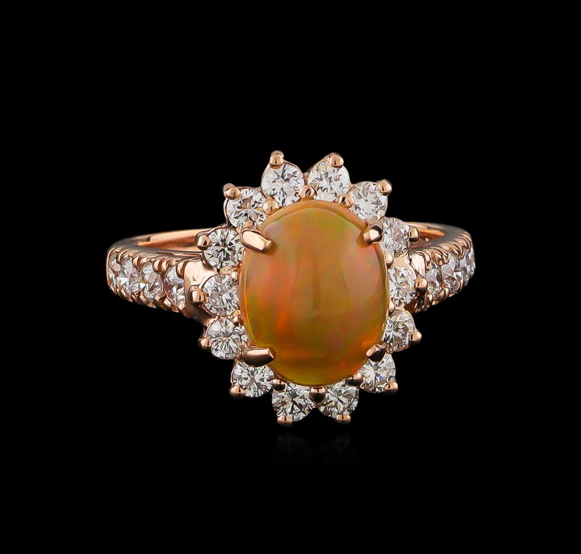 1.68 ctw Opal and Diamond Ring - 14KT Rose Gold