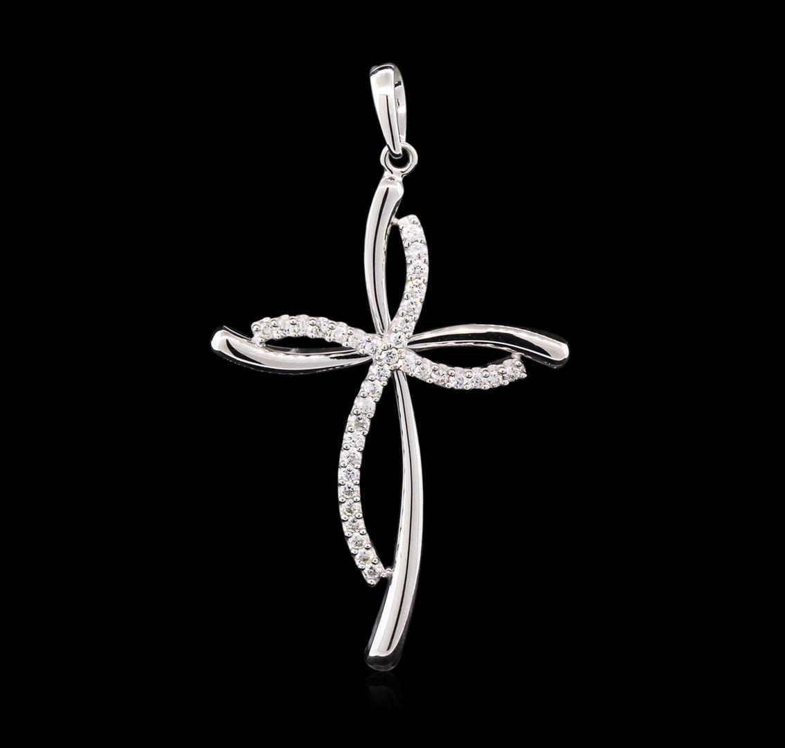 0.50 ctw Diamond Cross Pendant - 14KT White Gold