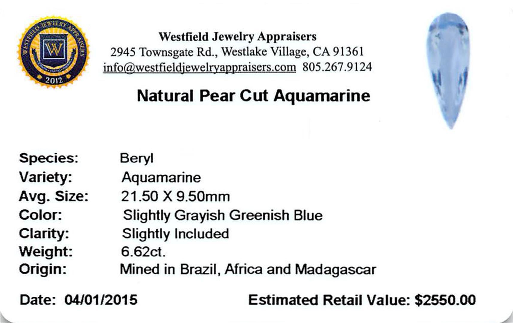 6.62 ctw Pear Aquamarine Parcel