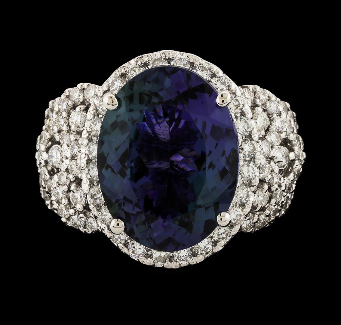 8.23 ctw Tanzanite and Diamond Ring - 14KT White Gold