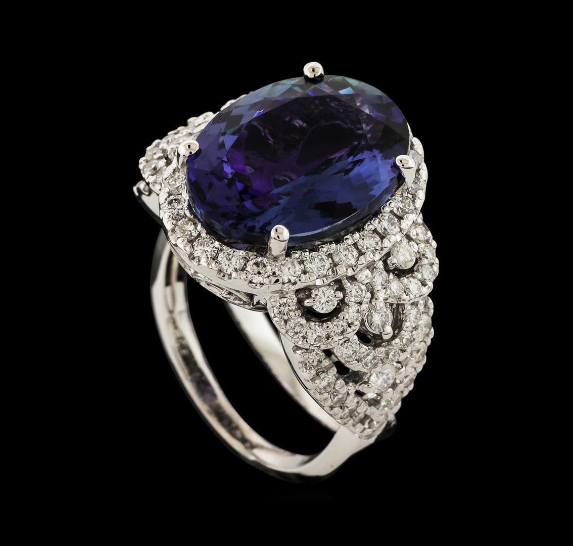 8.23 ctw Tanzanite and Diamond Ring - 14KT White Gold