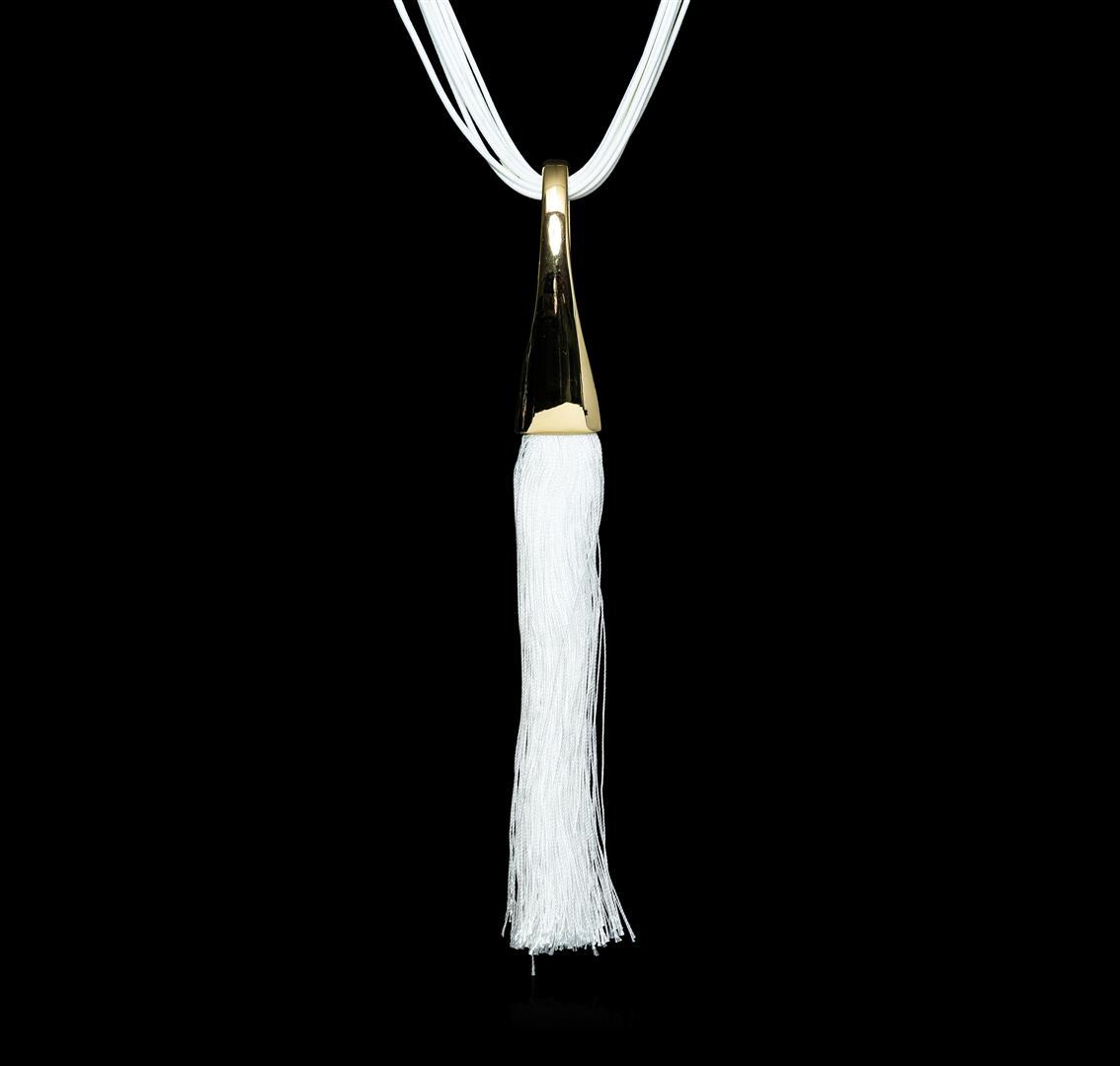 Silk Tassel Leather Necklace - Gold Plated
