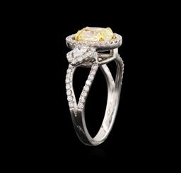 18KT Two-Tone Gold 1.22 ctw Fancy Yellow Diamond Ring