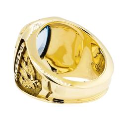 3.00 ctw Blue Topaz and Diamond Mazda Company Ring - 10KT Yellow Gold