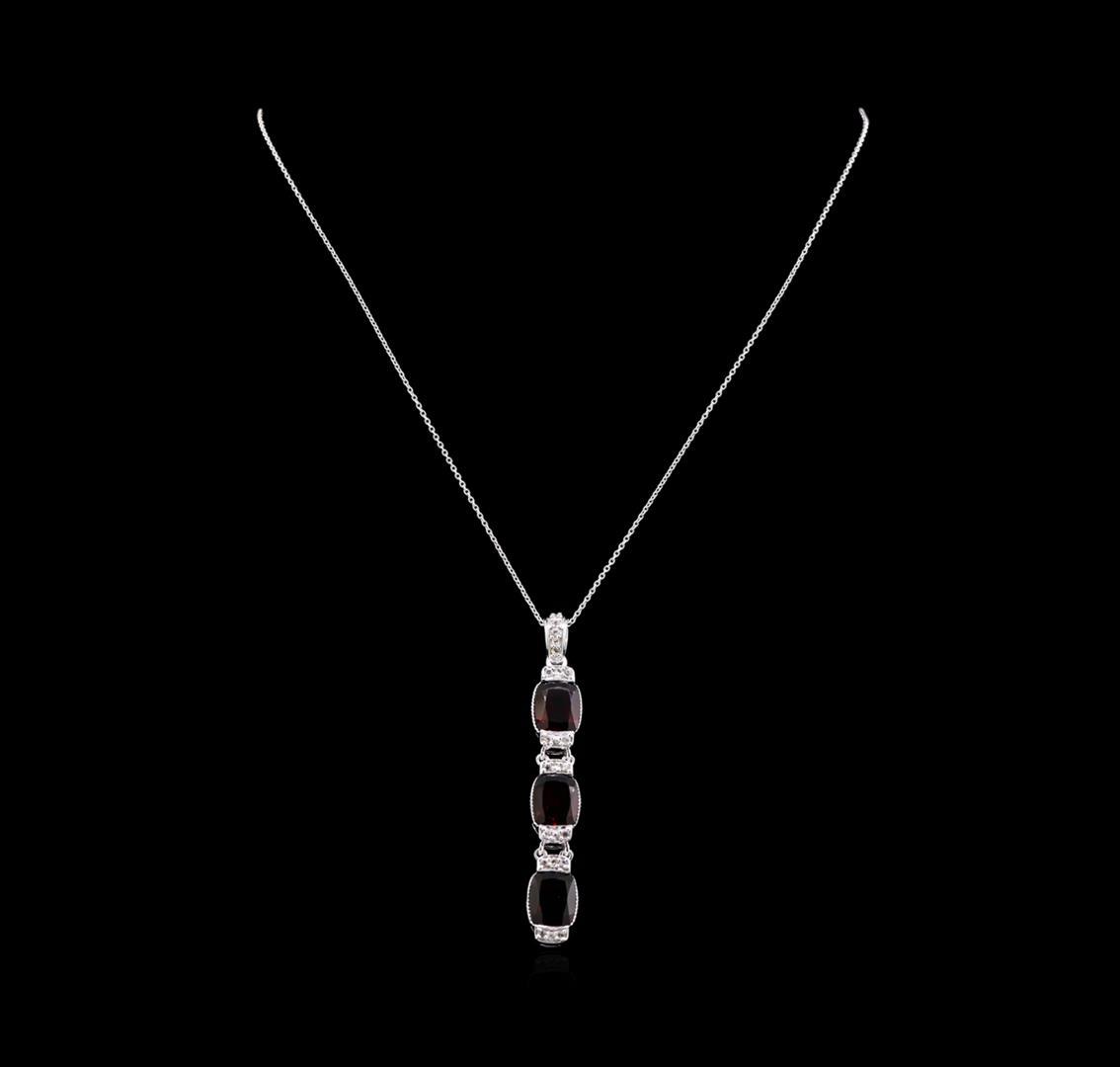 Crayola 10.50 ctw Garnet and White Sapphire Pendant With Chain - .925 Silver