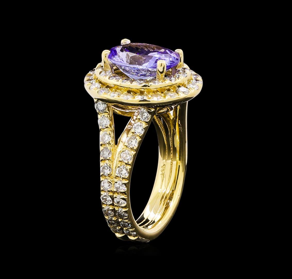 4.15 ctw Tanzanite and Diamond Ring - 14KT Yellow Gold