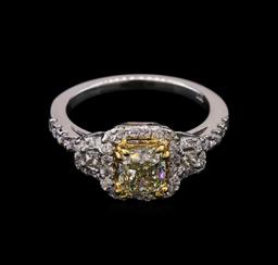 1.67 ctw Light Yellow Diamond Ring - 14KT White Gold