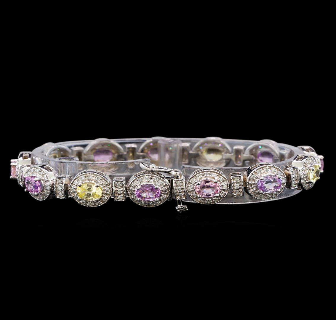 14KT White Gold 6.67 ctw Multicolor Sapphire and Diamond Bracelet