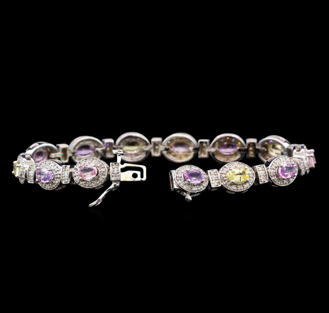 14KT White Gold 6.67 ctw Multicolor Sapphire and Diamond Bracelet