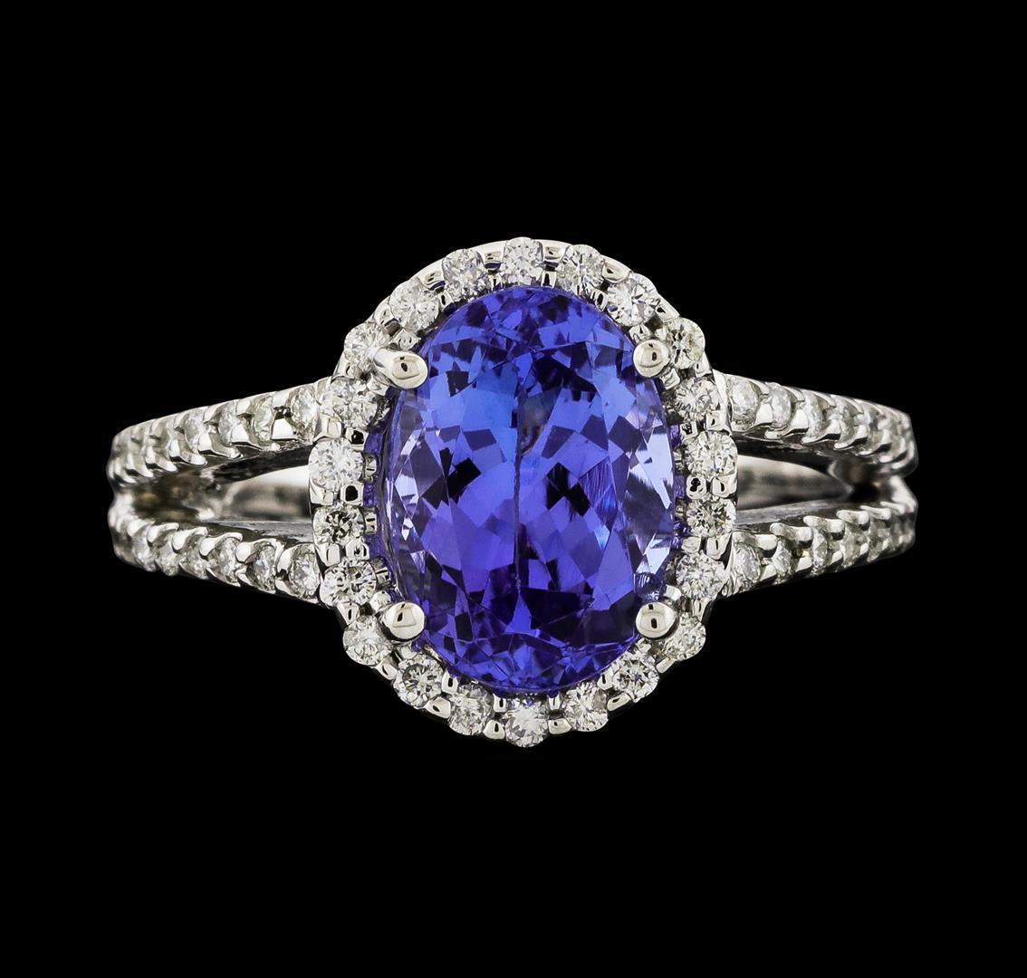 3.04 ctw Tanzanite and Diamond Ring - 14KT White Gold